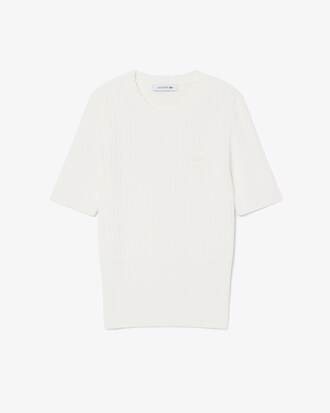 Short Sleeved Ribbed Cotton Sweater