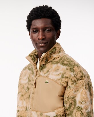 Giacca in pile con zip e motivo floreale