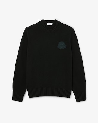 Maglione in jersey di lana con stemma ricamato