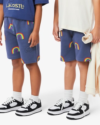 Shorts stampa arcobaleno in tessuto felpato