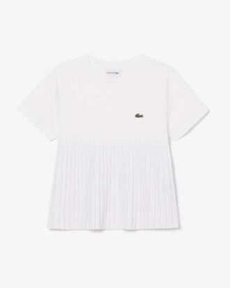 T-shirt in cotone con fondo plissettato