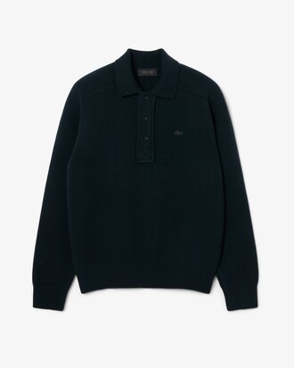 Maglione con collo a polo in feltro di lana Runway