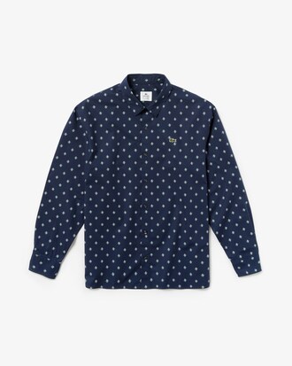 Camicia da uomo in popeline con stampa mini cashmere boxy fit Lacoste LIVE