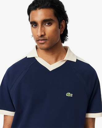 Polo con inserto in piqué classic fit