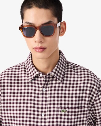 Camicia regular fit in flanella con motivo scozzese
