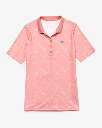 Polo da golf da donna in jersey elasticizzato traspirante stampato Lacoste SPORT