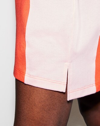 Vestito polo da golf da donna in mini piqu&eacute; con motivo color block Lacoste SPORT