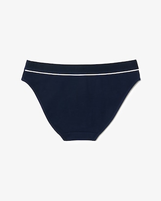 Slip in cotone a costine con coccodrillo ricamato