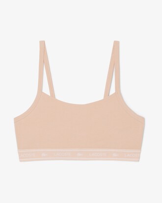 Bralette in cotone stretch con fascia con logo
