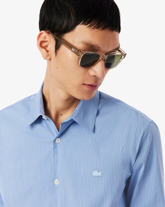 Camicia a righe in popeline elasticizzato slim fit