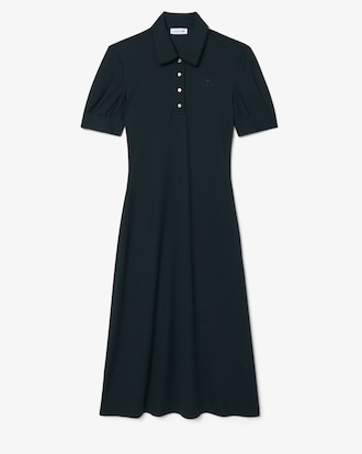 Abito polo in jersey fluido con ricamo