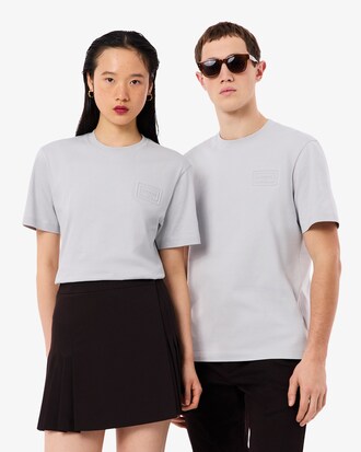 T-shirt in jersey con marchio goffrato