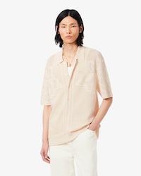 Camicia a maniche corte in maglia con motivo jacquard