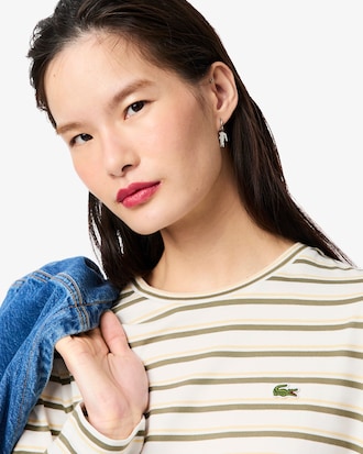 T-shirt a maniche lunghe in jersey a righe