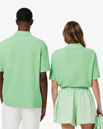 Polo loose fit in piqué con stemma L.12.12