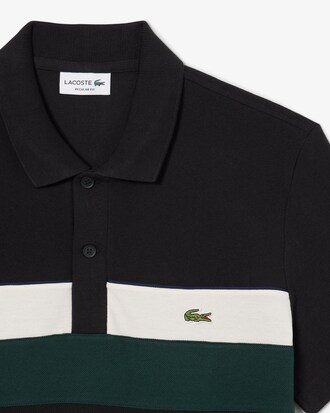 Polo regular fit in mini-piqu&eacute; color block con marchio