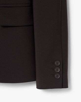 Blazer in lana slim fit con logo ricamato