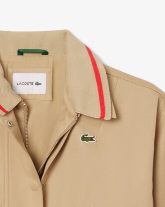 Giacca oversize in twill con logo e collo a polo