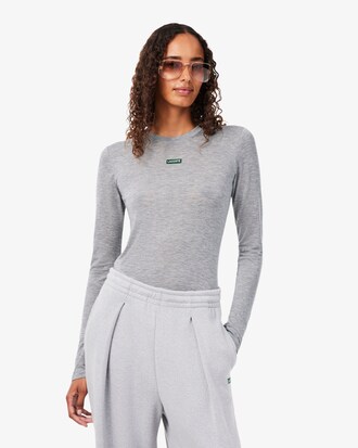 T-shirt a maniche lunghe con etichetta con logo