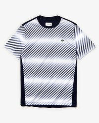 T-shirt da tennis da uomo in piqu&eacute; tecnico a righe sfumate con collo rotondo Lacoste SPORT