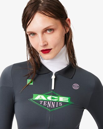 Polo aderente elasticizzata con zip Runway