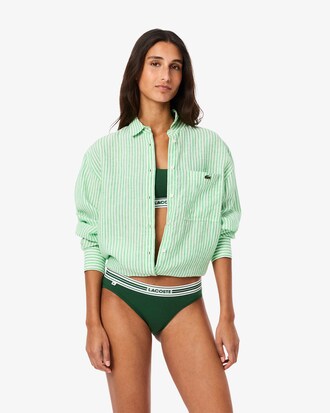 Slip in cotone stretch con vita a contrasto