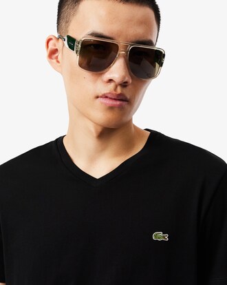 T-shirt con collo a V in jersey di cotone Pima leggero