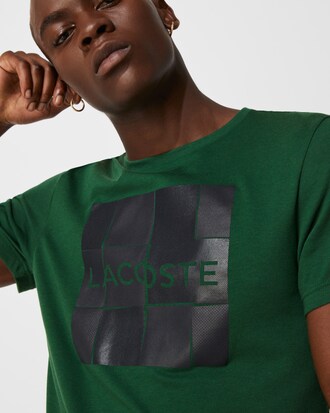 T-shirt da uomo in jersey traspirante con stampa grafica Lacoste SPORT