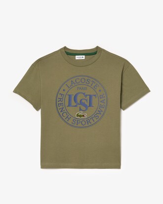 T-shirt in cotone con stemma a contrasto