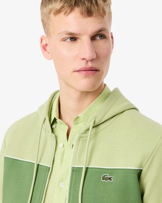 Felpa color block con cappuccio e zip