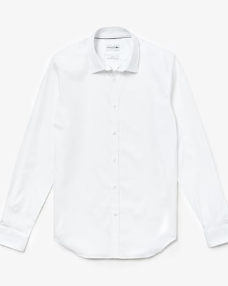 Camicia slim fit in popeline di cotone stretch tinta unita