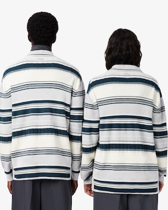 Maglione testurizzato con collo a polo a righe Runway