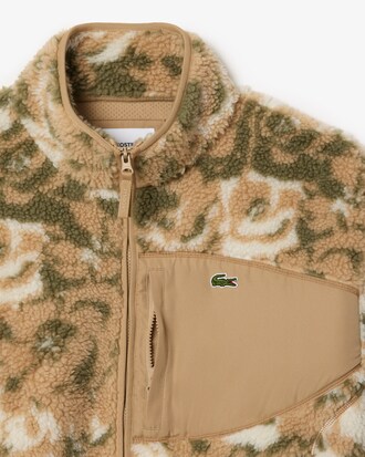 Giacca in pile con zip e motivo floreale