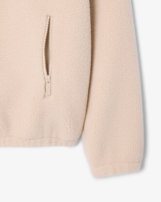 Giacca in sherpa oversize con collo a coste a righe