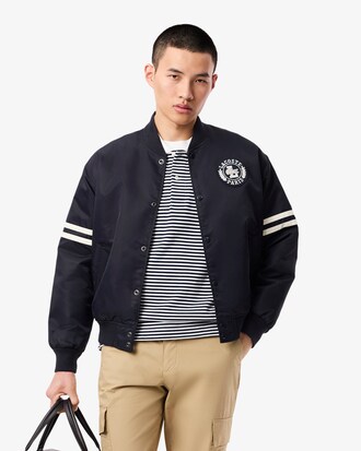 Bomber in nylon impermeabile con badge ricamato