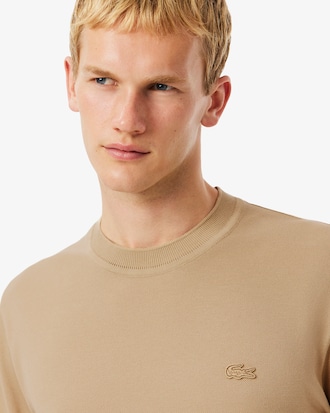 T-shirt in mini-piqué con collo a coste