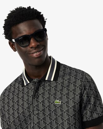 Polo dal taglio classico in jacquard con monogramma