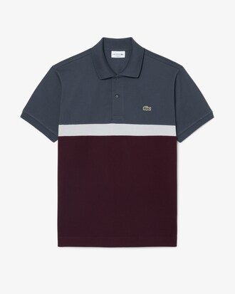 Polo classic fit in petit piqu&eacute; colorblock
