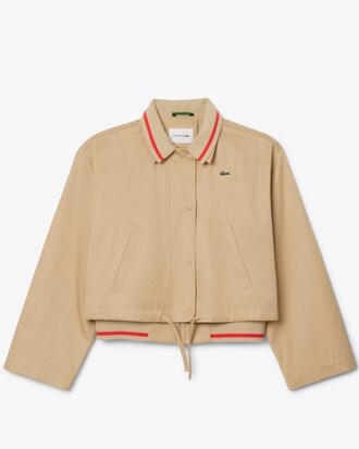Giacca oversize in twill con logo e collo a polo