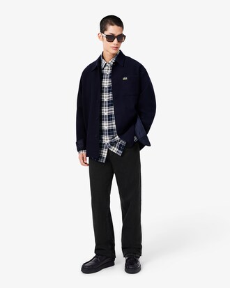 Camicia regular fit in flanella con motivo scozzese