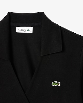Polo incrociata in mini piqué elasticizzato