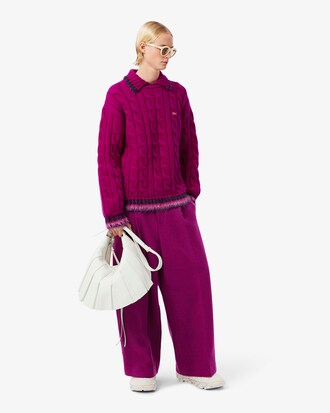 Pantaloni sartoriali taglio ampio in lana fiammata Runway