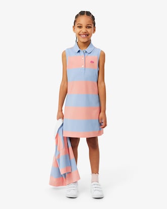 Abito polo senza maniche a righe in Petit Piqu&eacute;