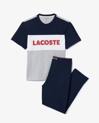Completo pigiama lungo in cotone colorblock