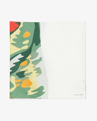 Foulard quadrato in seta con stampa Runway