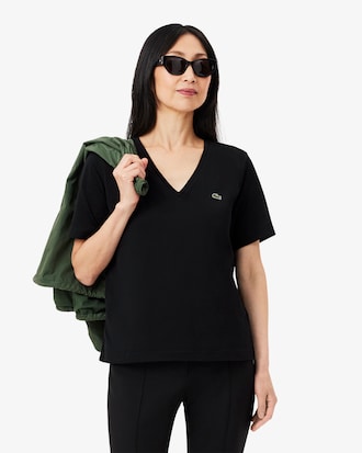 T-shirt con scollo a V in morbido cotone relaxed fit