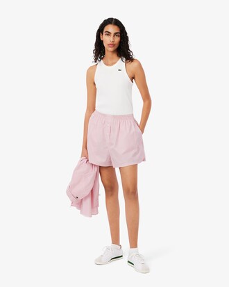 Shorts larghi in popeline leggero a righe