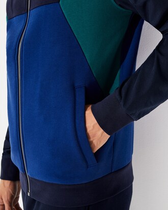 Felpa da tennis da uomo bi-materiale color block con zip Lacoste SPORT