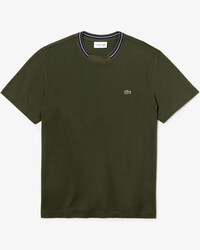 T-shirt da uomo in cotone con collo rotondo e riga a contrasto