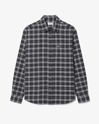 Camicia regular fit in flanella con motivo scozzese